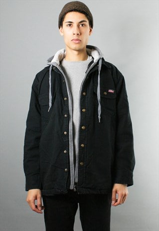 DICKIES BLACK JACKET WITH ATTACHED HOODIE