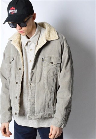 VINTAGE 90S GREY CORDUROY WARM JACKET