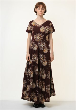 60S WOMAN MAXI PSYCHO STYLE DRESS SIZE S SMALL 4189
