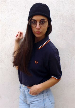 FRED PERRY DARK BLUE POLO T-SHIRT