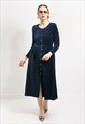 Vintage 80's velvet dress minimalist long sleeve size L/XL