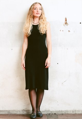 VINTAGE 90S BLACK LYCRA MIDI DRESS