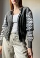VINTAGE HANDMADE KNITTED GREY WOOL CARDIGAN SIZE XS