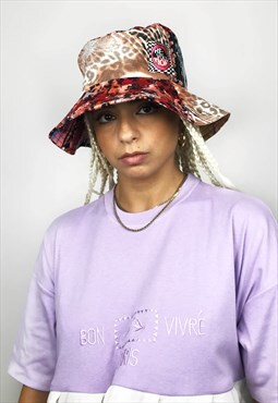 Upcycled Reworked Patchwork Bucket Hat With Floral Pattern