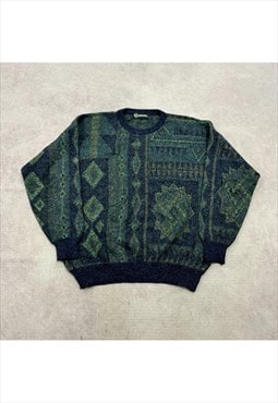 Vintage abstract knitted jumper Men's XXL