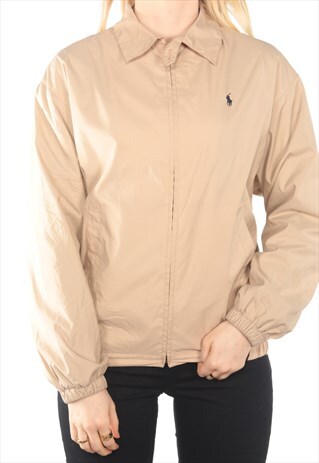 RALPH LAUREN - BEIGE EMBROIDERED HARRINGTON JACKET - MEDIUM