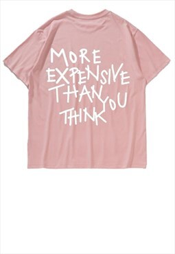 Money slogan t-shirt broken tee planet top in pastel pink