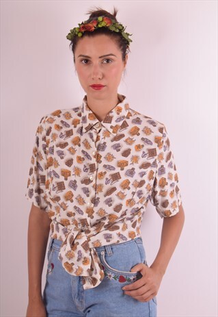 VINTAGE FESTIVAL SHIRT PRINTED WITH PERFUME BOTTLES (566)