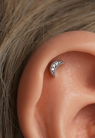 MINI MOON SURGICAL STEEL PIERCED STUD