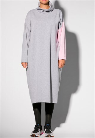 GREY DRESS, PLUS SIZE DRESS, MIDI DRESS, WINTER DRESS