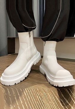 Grunge chunky boots edgy high fashion platform shoes white
