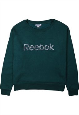 Vintage 90's Reebok Sweatshirt Spellout Crew Neck Green