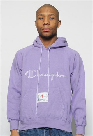 VINTAGE CHAMPION LOGO HOODIE PURPLE