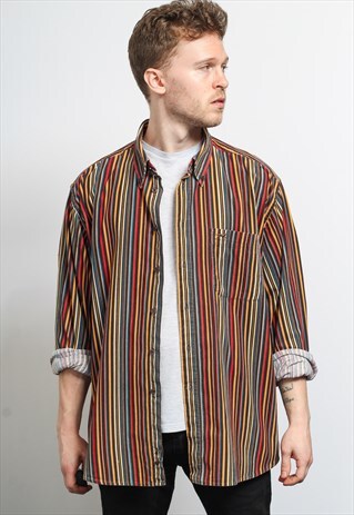 VINTAGE CORDUROY CORD STRIPED SHIRT