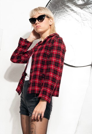 VINTAGE BLAZER JACKET 60S GRUNGE MOD CHECKED BLAZER COAT