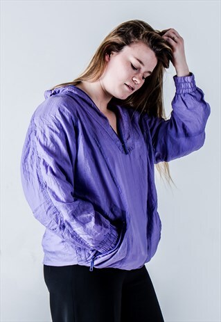 VINTAGE 90S JACKET IN PURPLE WITH PADDED SHOULDERS