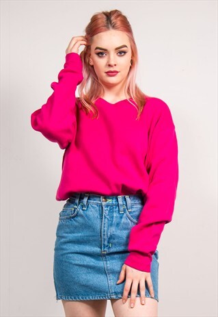 VINTAGE 90'S HOT PINK BASIC SWEATSHIRT JUMPER