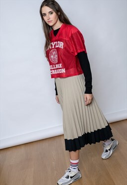 Vintage 1980 Pleated Skirt in Mocha Colour UK 12
