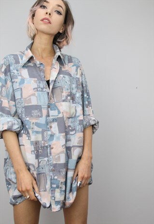 VINTAGE 80S/90S OVERSIZED PATTERNED SHIRT