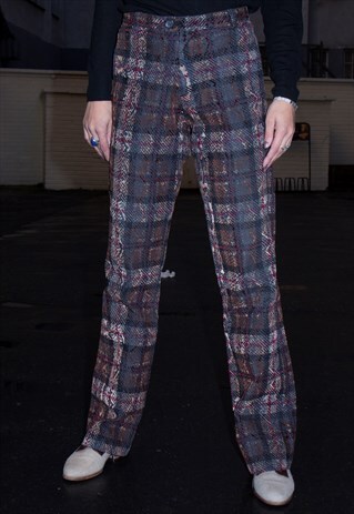 VINTAGE 90S PLAID PATTERN WIDE FIT PANTS