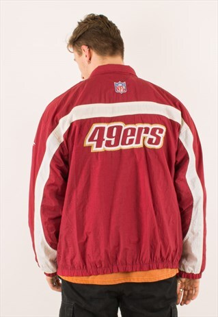 VINTAGE 90S RED REEBOK PHILADELPHIA 49ERS WINDBREAKER JACKET
