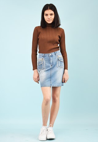 Y2K STONEWASH DENIM TEEN MINI SKIRT