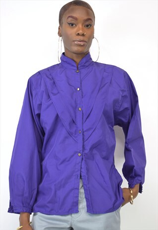VINTAGE 90S PURPLE BIB BUTTON UP SHIRT