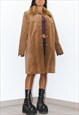 90S VINTAGE LEATHER TRENCH COAT WITH A FAUX FUR COLLAR