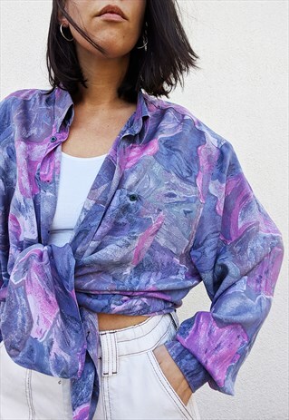 VINTAGE PATTERNED OVERSIZED LONG SLEEVES SHIRT