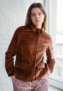 Vintage Brown Velvet TED LAPIDUS Bomber Jacket