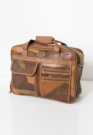 Vintage Patchwork leather travel bag shoulder messenger 