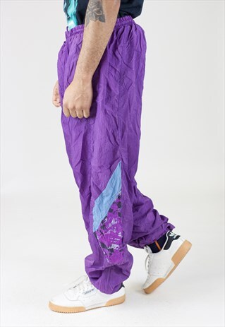 VINTAGE 90S PURPLE SHELL TRACKSUIT BOTTOMS