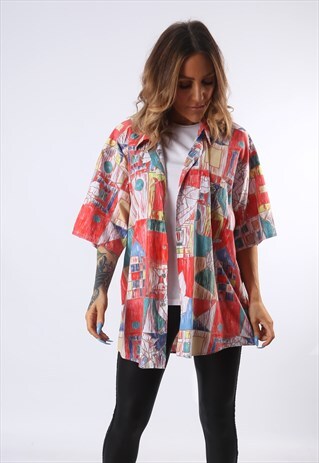 PRINT PATTERNED SHIRT OVERSIZED FITTED UK 20 - 22 (EDG)