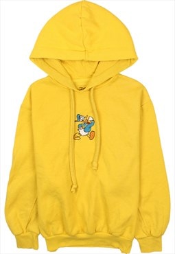 Vintage 90's Disney Hoodie Duck Pullover Yellow XSmall