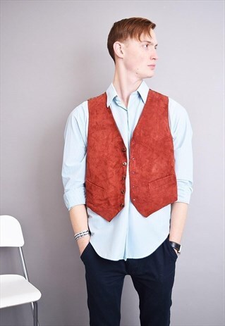 COOL 90'S GOES 70'S WOODSTOCK GENUINE SUEDE GILET TOP VEST