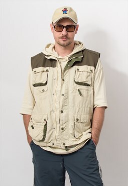 Vintage cargo vest utility top men size XL