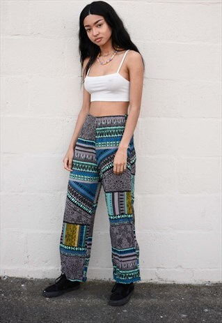 PATTERNED WIDE LEG TROUSERS