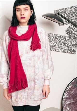 90S VINTAGE PINK KNIT SCARF