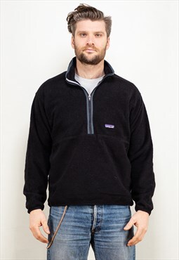 Vintage 90's Men Patagonia Half Zip Fleece in Black
