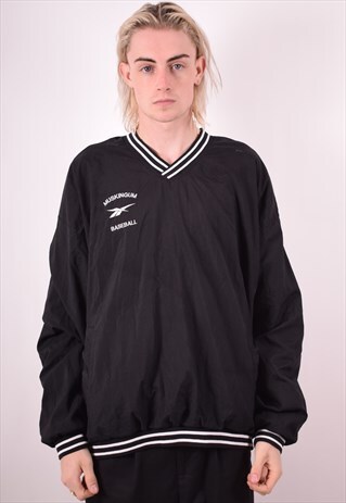 REEBOK MENS VINTAGE TRACKSUIT TOP XL BLACK 90S