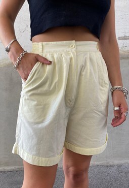 vintage 90s high waisted bermuda shorts in lemon