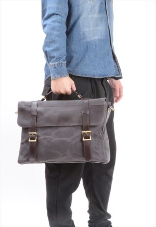 EAZO WAXED CANVAS AND LEATHER SATCHEL