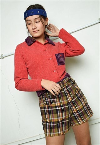 VINTAGE 60'S RETRO DOGTOOTH PATTERNED CROPPED BLAZER JACKET