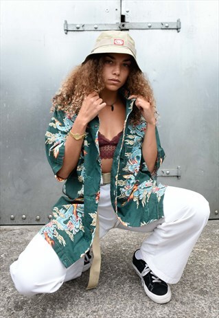 CRAZY PRINT DRAGON TRIBAL FLORAL 90S RAVE INSPIRED SHIRT