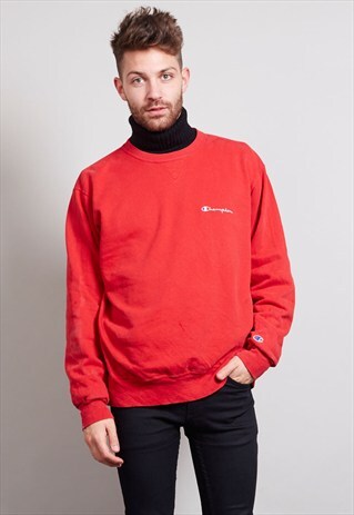 VINTAGE 80'S RED OVERSIZED CHAMPION SWEATER