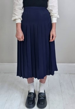 Vintage 90's Navy Blue Side Button Midi Skirt
