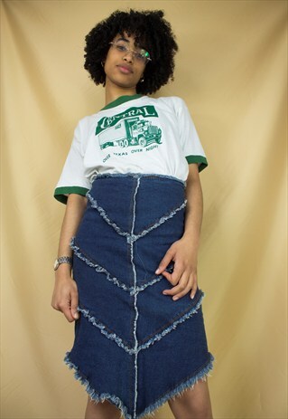 FRAYED DENIM SKIRT