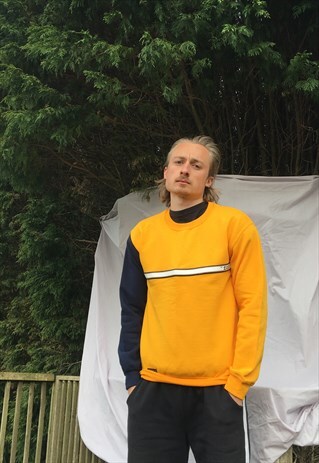 YELLOW AND NAVY STRIPE SWEATSHIRT