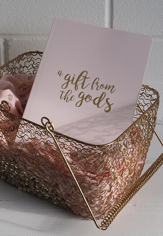 HANDBAG SIZED A5 NOTEBOOK WITH SHINY GOLD PRINT IN PINK