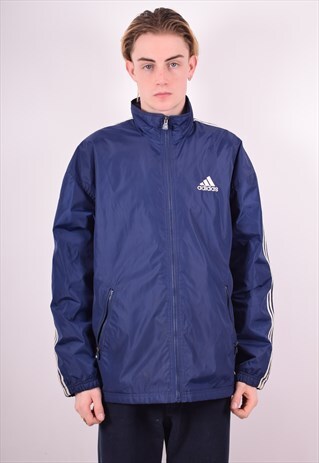 ADIDAS MENS VINTAGE JACKET MEDIUM BLUE 90S